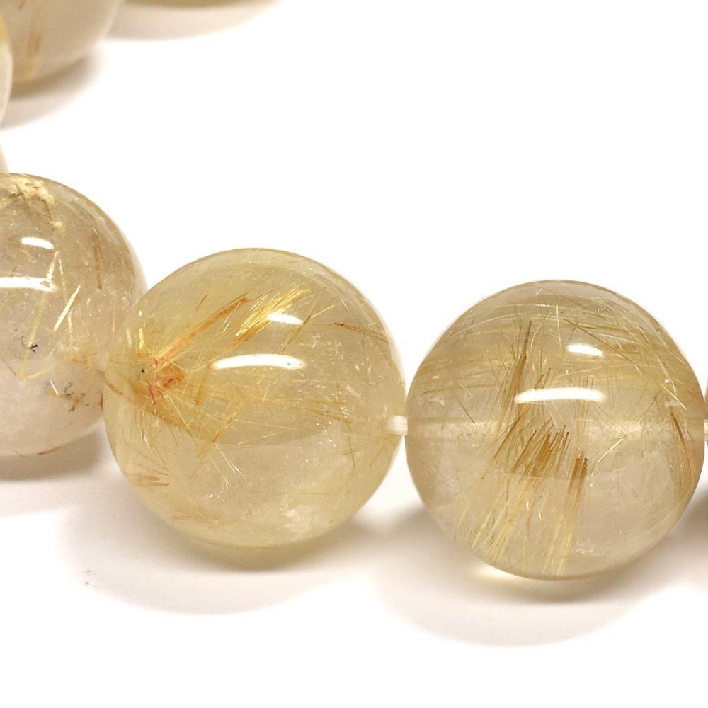 【最高品質】ゴールドルチルブレスレット15mm 高品質/クリアタイプ】ゴールドルチルクォーツ 15mm～15.5mm玉