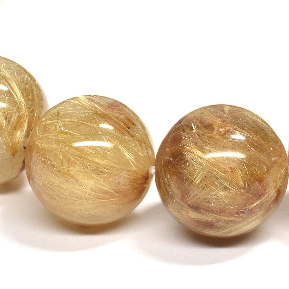 ゴールドルチルクォーツ ブレスレット 13mm #QF036 - プレミアム