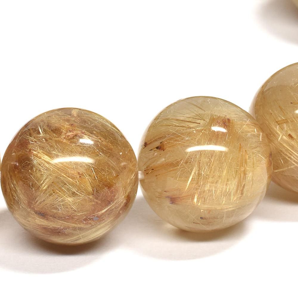 ゴールドルチルクォーツ ブレスレット 13mm #QF036 - プレミアム天然石