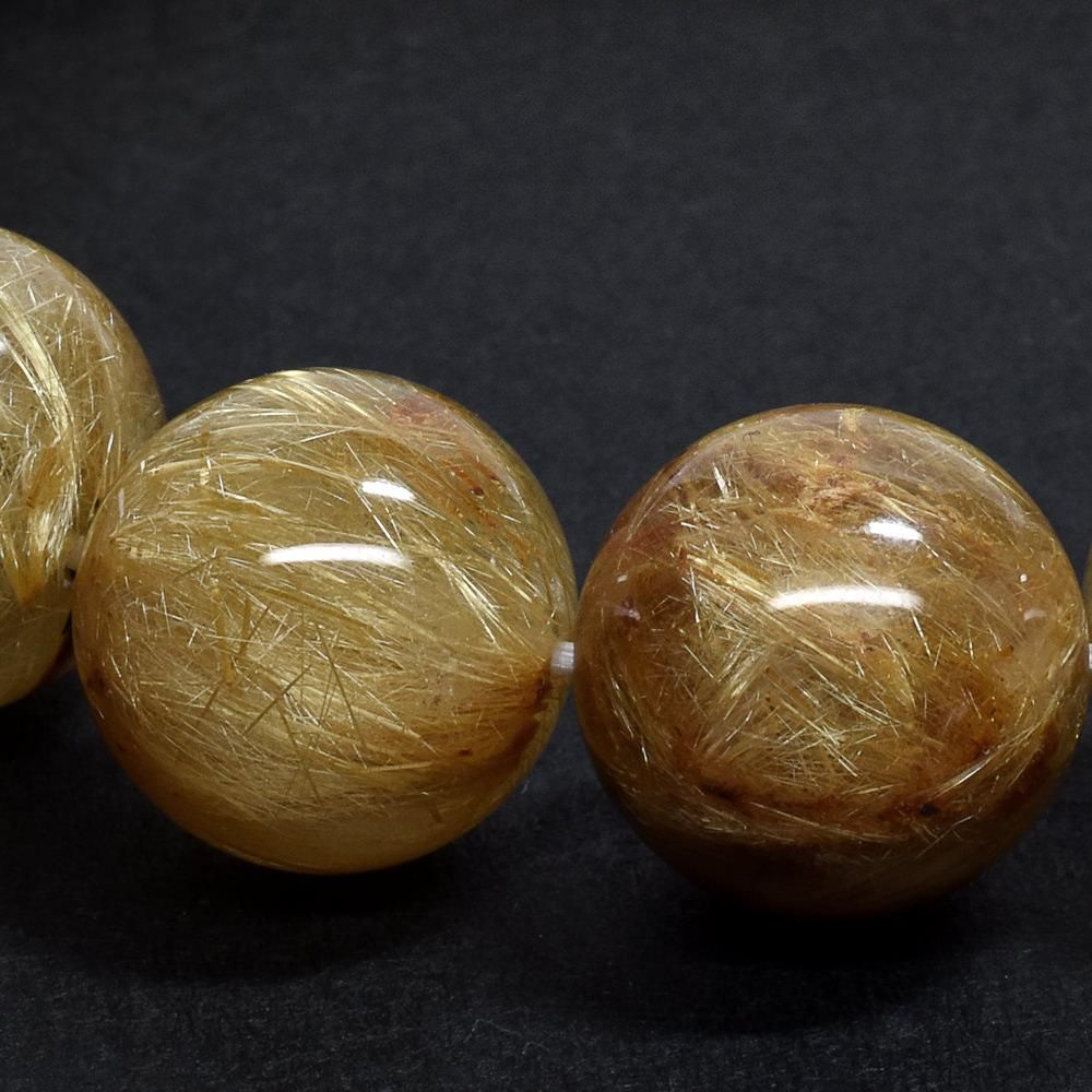 ゴールドルチルクォーツ ブレスレット 13mm #QF036 - プレミアム