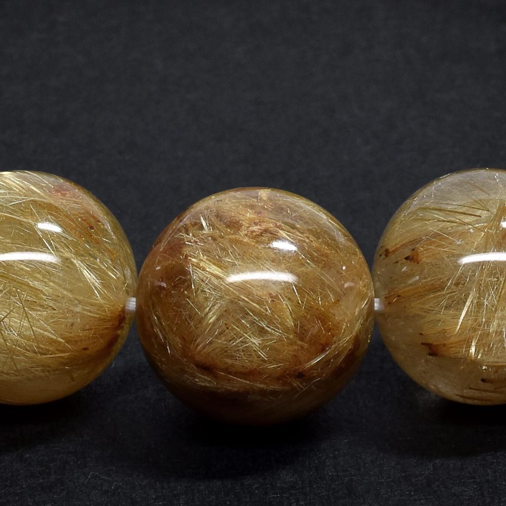 ゴールドルチルクォーツ ブレスレット 13mm #QF036 - プレミアム天然石