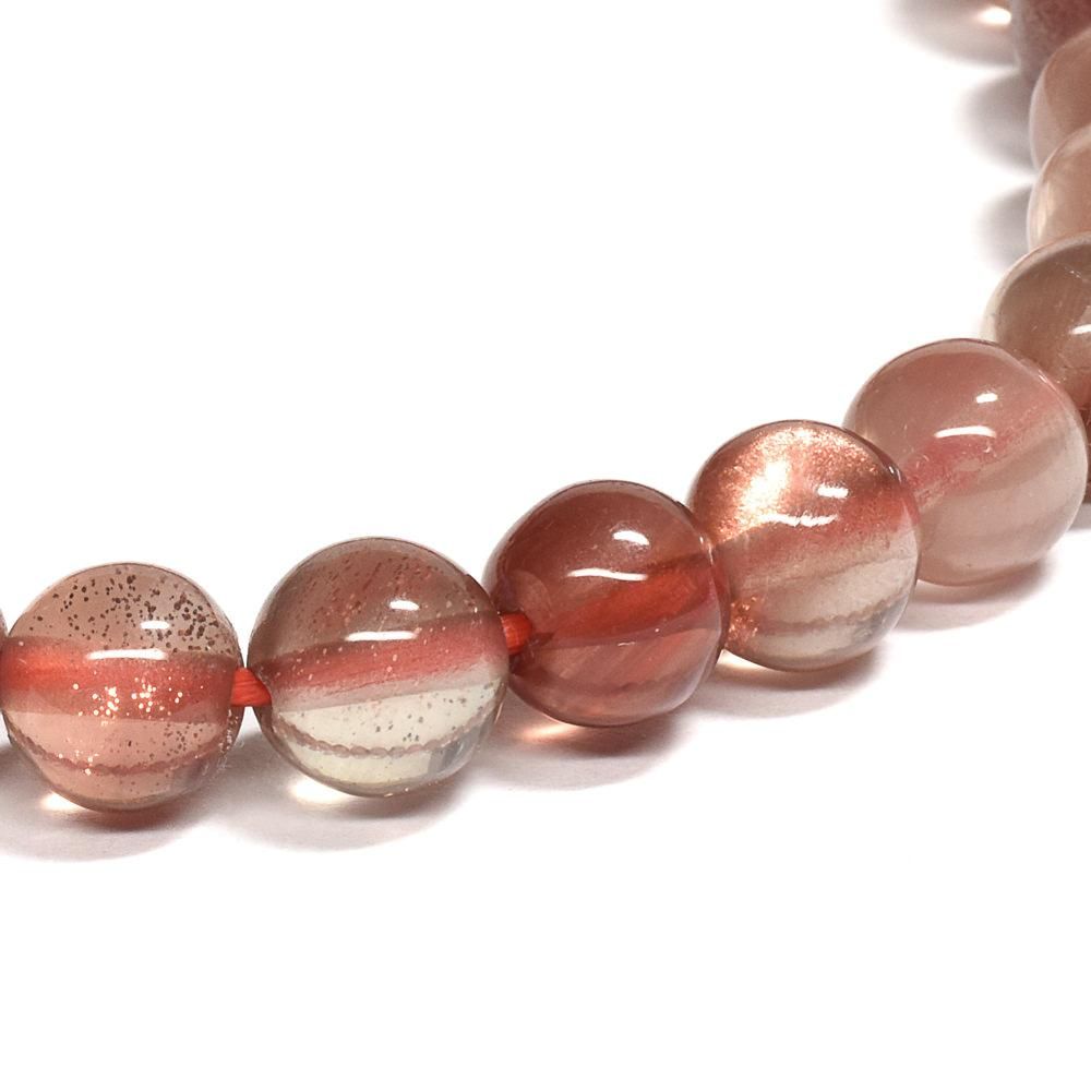 オレゴンサンストーン　ブレスレット 最高品質]オレゴンサンストーンブレスレット（約6.5mm玉・レッド
