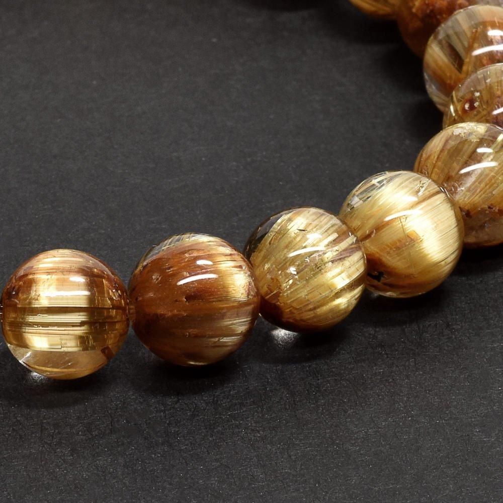 クォーツブレスレット EX】9mm ゴールデンルチルクォーツブレスレット（ブラジル産