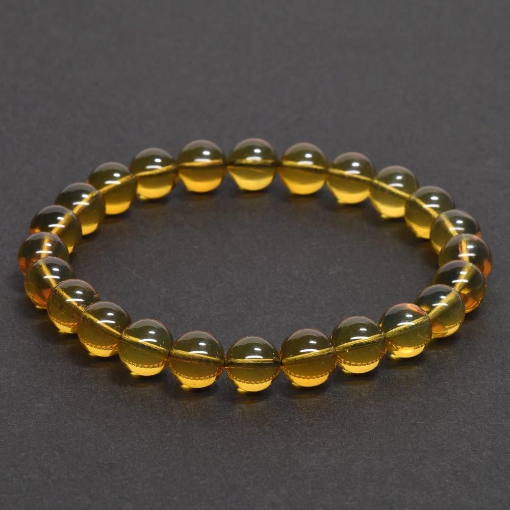 蛍光ブルーアンバー ブレスレット 7.5-8mm #QJ103 - プレミアム
