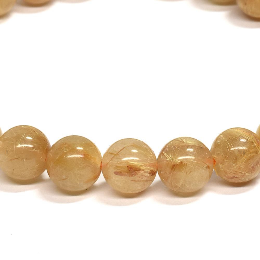 ゴールドルチルクォーツ ブレスレット 7mm #QK043 - プレミアム