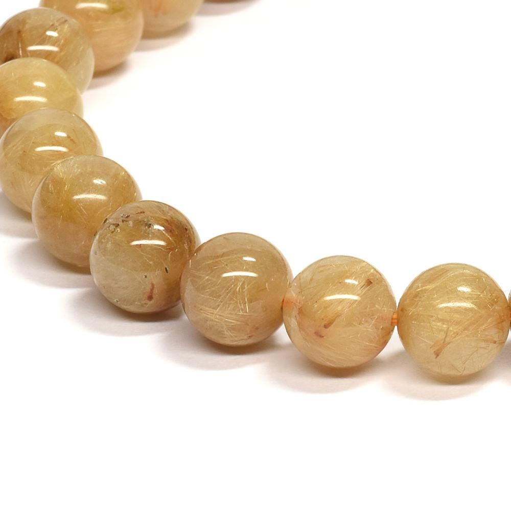 プロフ必読！∞ ゴールデンルチルクォーツブレス 7mm ∞ 高品質]ゴールドルチルクォーツブレスレット（約7mm玉） - 埼玉