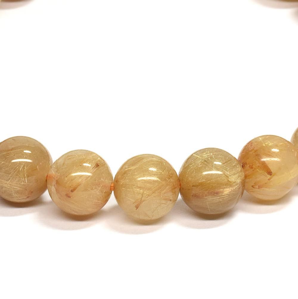 ゴールドルチルクォーツ ブレスレット 7.5mm #QK046 - プレミアム