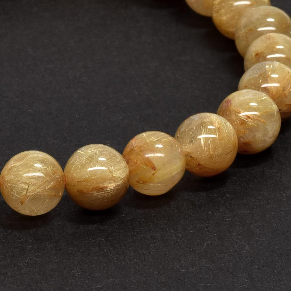 プロフ必読！∞ ゴールデンルチルクォーツブレス 7mm ∞ 高品質]ゴールドルチルクォーツブレスレット（約7mm玉） - 埼玉