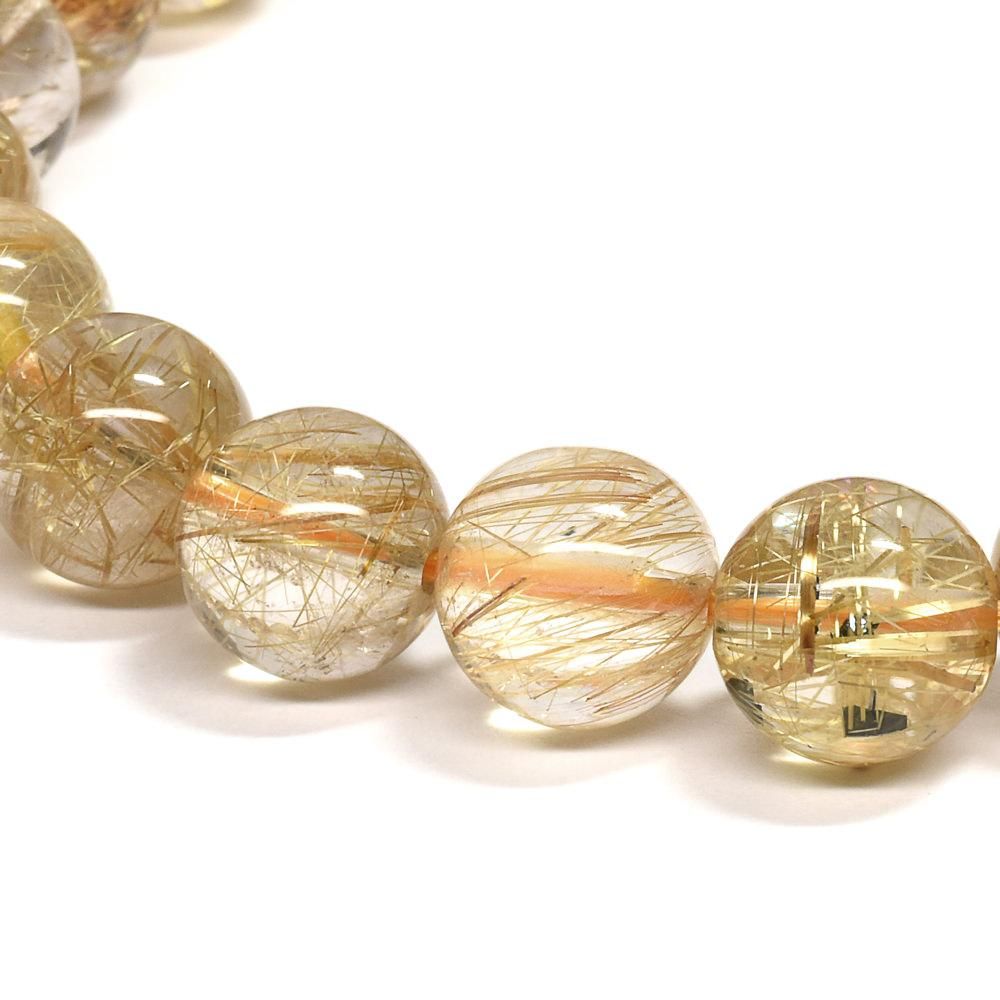 ゴールドルチルクォーツ ブレスレット 9.5mm #QK055 - プレミアム