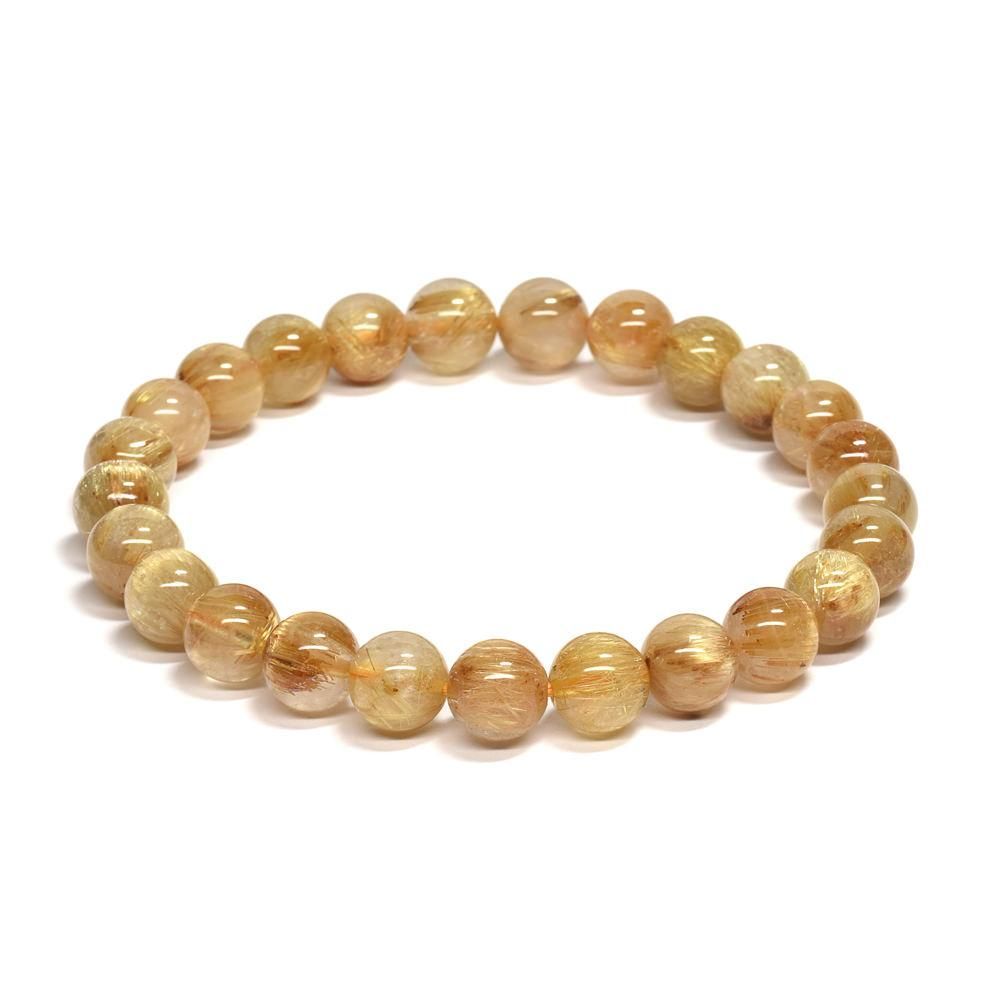 ゴールドルチルクォーツ ブレスレット 7.5mm #QK214 - プレミアム