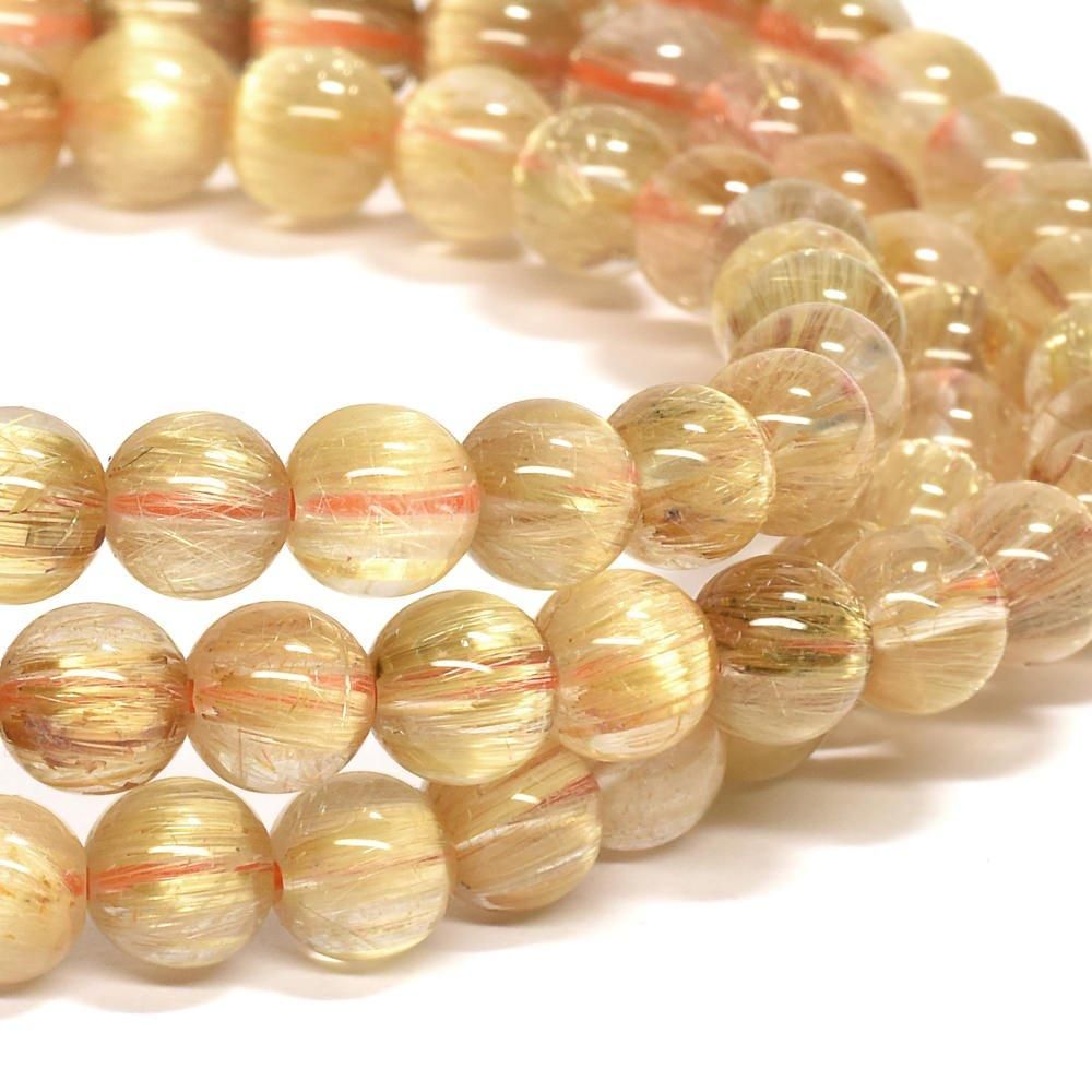 天然石 ゴールドルチルクォーツ R-3 ゴールドルチルクォーツ 三連ブレスレット 5.5mm #QK535