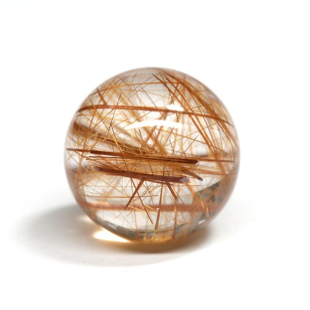 高品質]オレンジルチルクォーツ 丸玉（穴なし）13.4mm #QK238