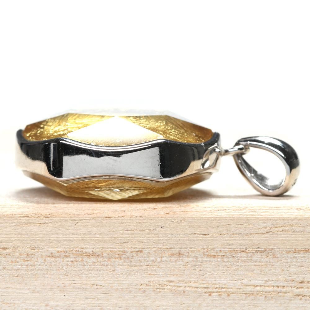 鉄隕石 ムオニナルスタ隕石（ゴールド）ペンダントトップ 20mm #QK329