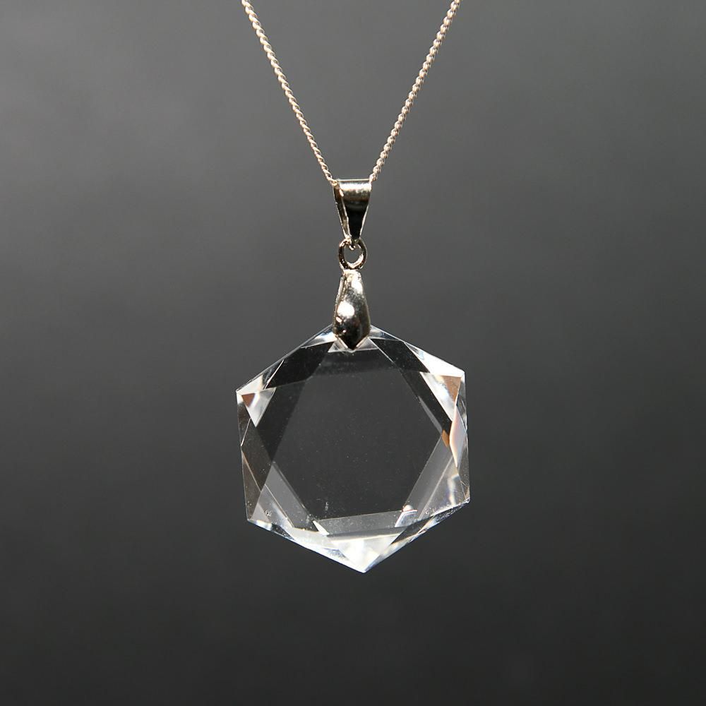 天然水晶 六芒星 ペンダントトップ 29x25x10mm #RC242
