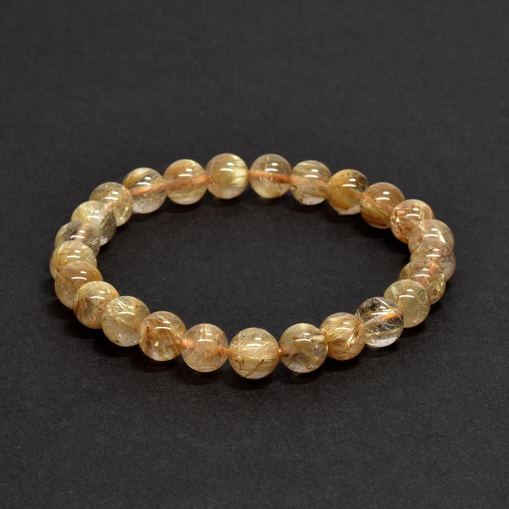 ゴールドルチルクォーツ ブレスレット 7.5-8mm #RD067 - プレミアム