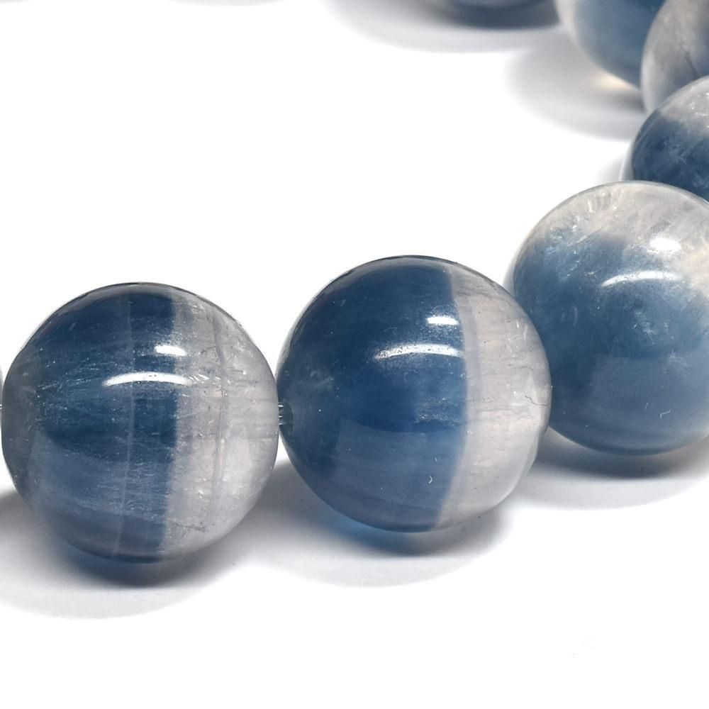 ◆高波動◆フローライトブレス◆ ブルーフローライト ブレスレット 14mm玉 No.3 最高級