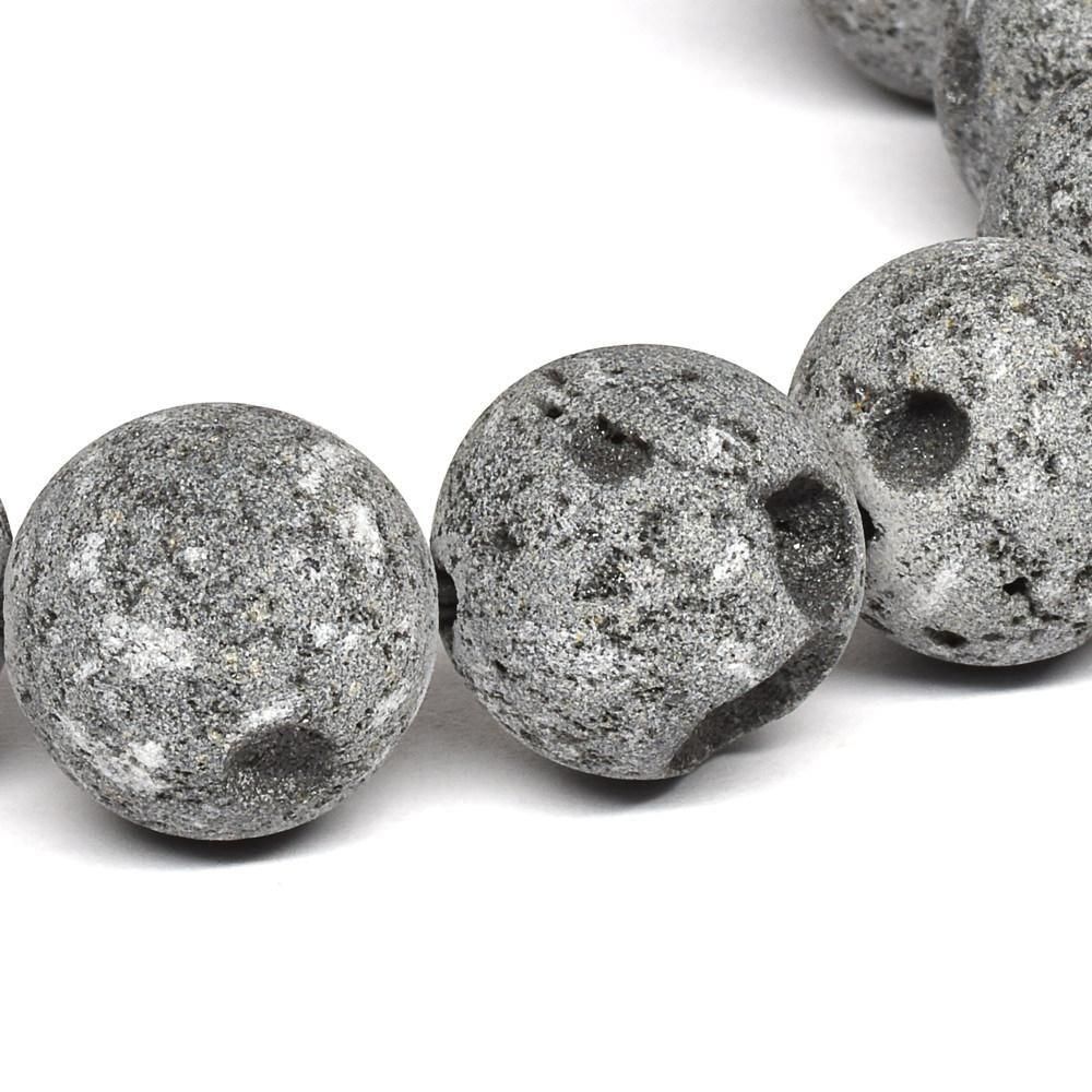 静岡県産 富士山溶岩 [灰色] ブレスレット 14mm #QG061