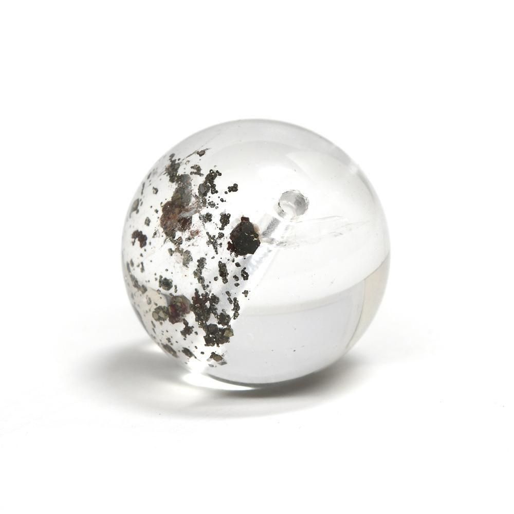 ★リッチパイライトinクォーツ 15.1ミリ珠ビーズA(珍品！ SA+) ☆リッチパイライトinクォーツ 15.1ミリ珠ビーズA(珍品！ SA+)