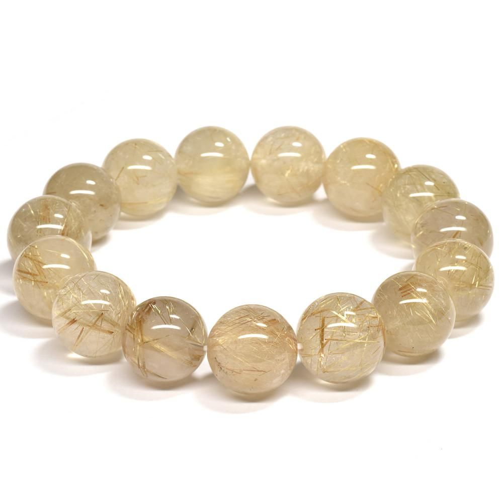 大玉]ゴールドルチルクォーツ ブレスレット 15-15.5mm #RE151
