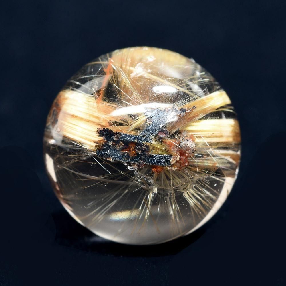 太陽放射ルチルクォーツ ビーズ 13.3mm #RE191 - プレミアム天然石専門