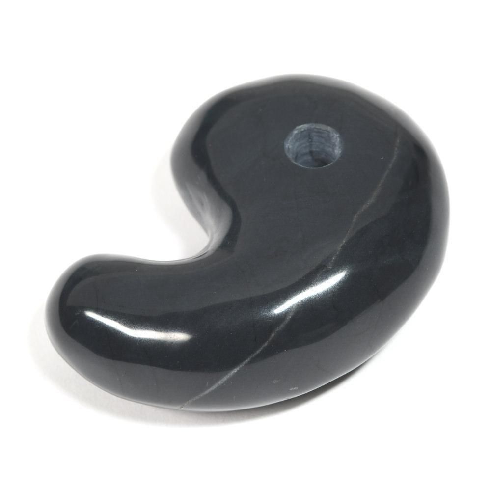 北海道産 神居古潭石[黒] 勾玉 33.7x24.4mm #RE283 - プレミアム