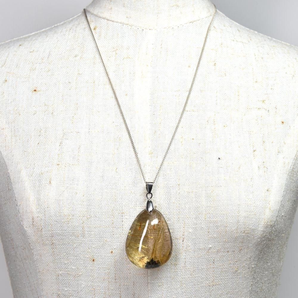 放射ルチルクォーツ ペンダントトップ 26.6x20.9x12.2mm #RE258