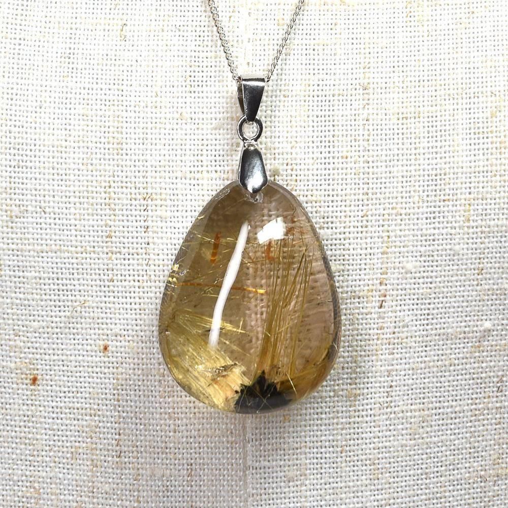 放射ルチルクォーツ ペンダントトップ 26.6x20.9x12.2mm #RE258