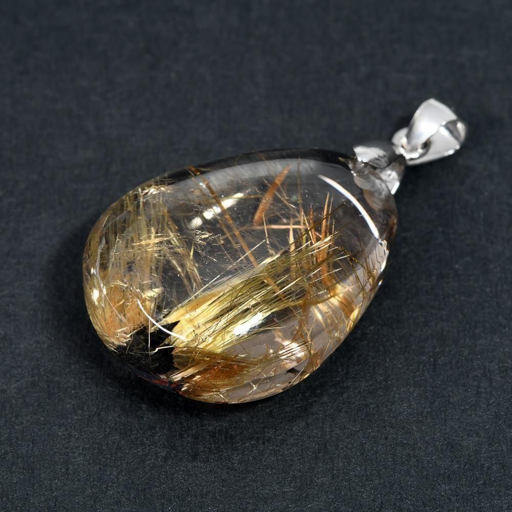 放射ルチルクォーツ ペンダントトップ 26.6x20.9x12.2mm #RE258