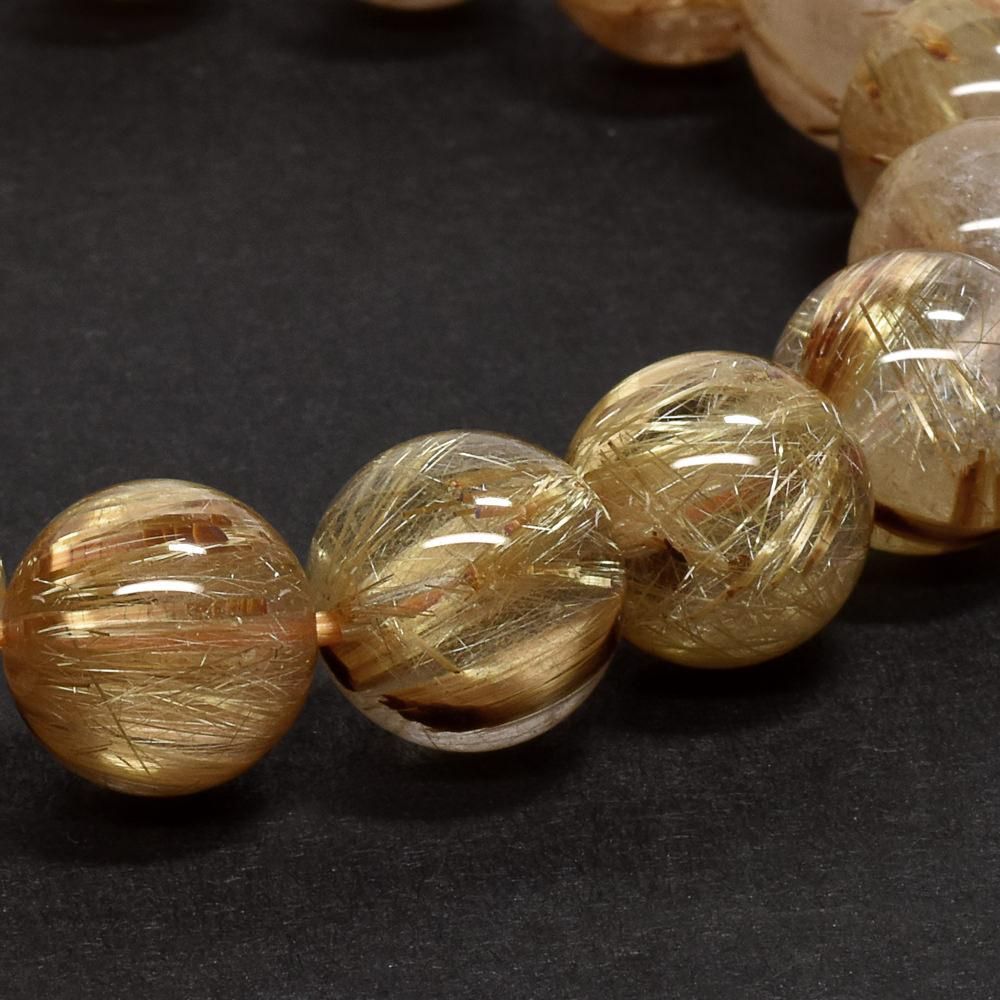 ルチルクォーツ ビーズブレスレット 約10mm ルチルクォーツ ブレスレット 10mm #RD040 - プレミアム天然石