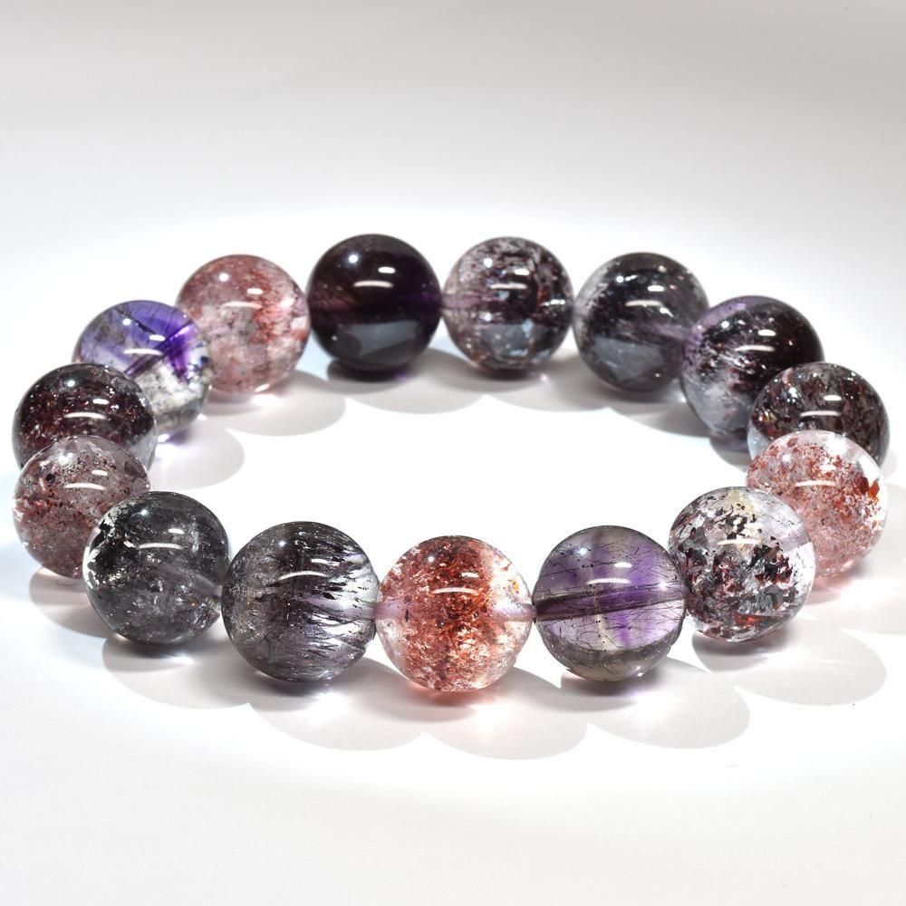 天然石　スーパーセブン　ブレスレット　ブレス　レピド 高品質] スーパーセブン ブレスレット 13.5-14.5mm #RE515