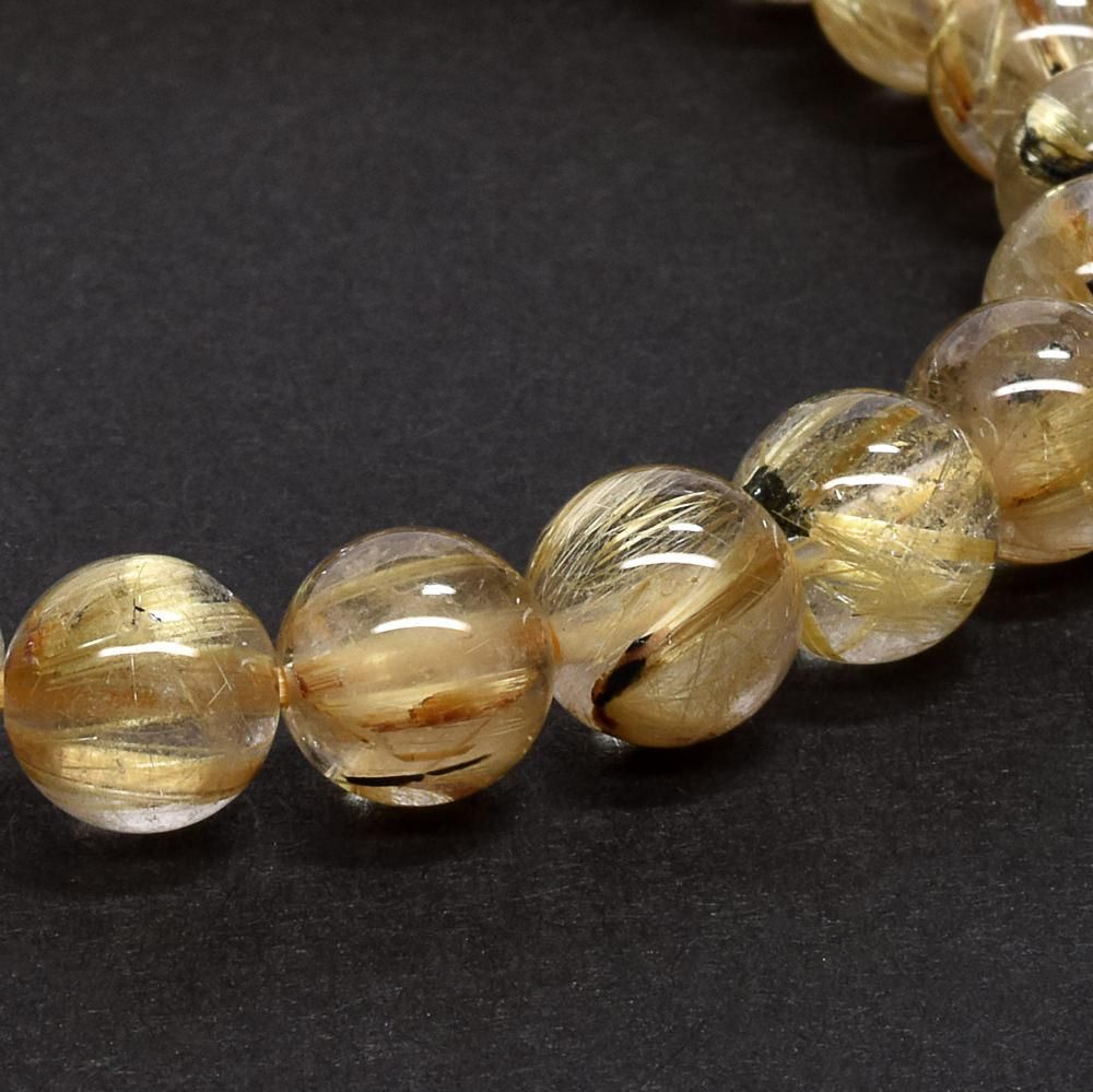 ルチルクォーツ ブレスレット 7.5mm #RG243 - プレミアム天然石