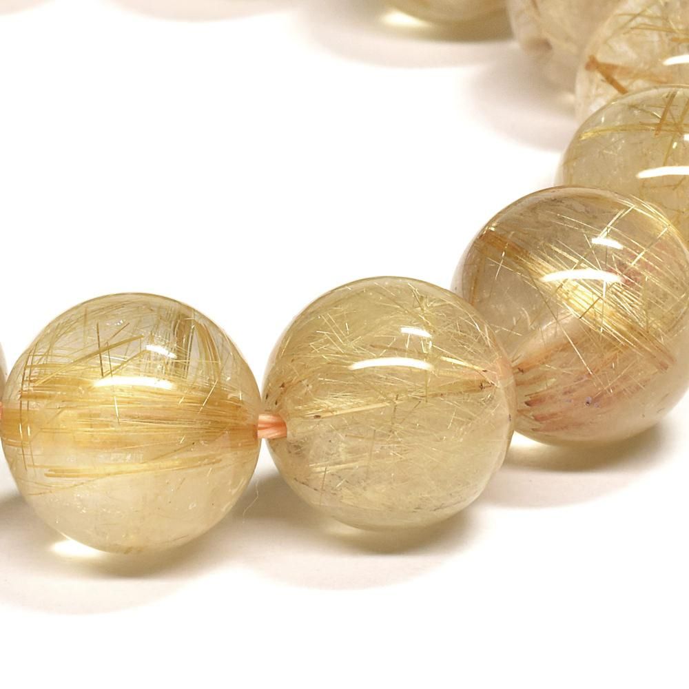 【特価品】ゴールドルチルクォーツ(ブレスレット)15.0ミリ ゴールドルチルクォーツ ブレスレット 15.5-16mm #QK202
