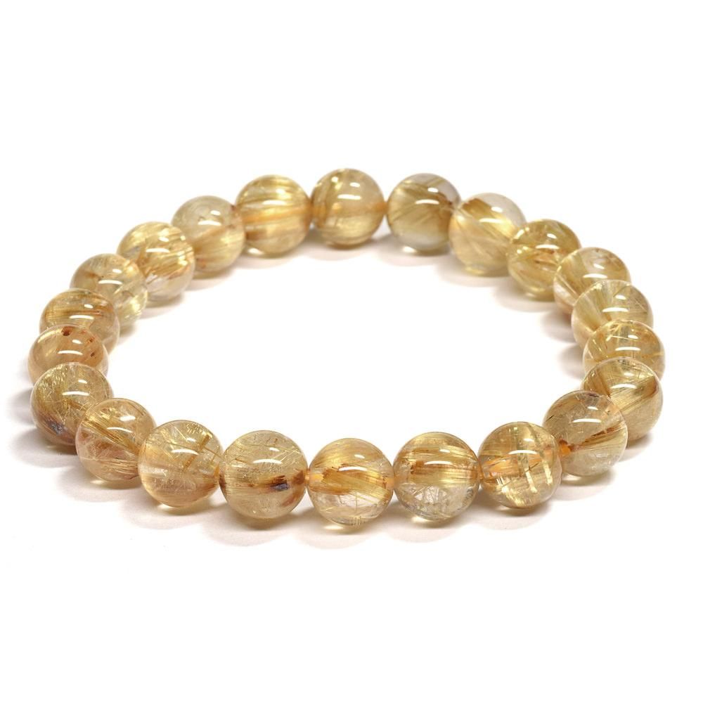 ルチルクォーツブレスレット ゴールドルチルクォーツ ブレスレット 13.5mm #RG334 – premium
