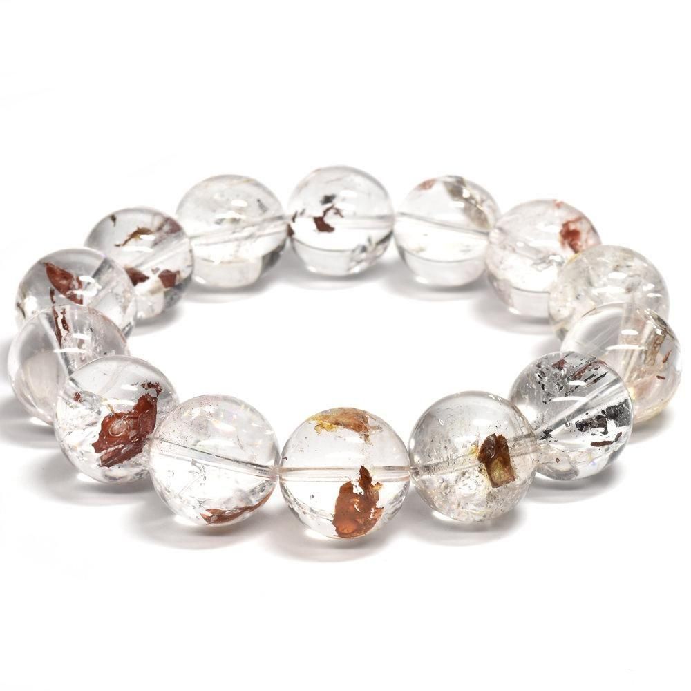 ルチルクォーツ　16.9〜19.3㎜　ブレスレット ルチルクォーツ・水晶 ブレスレット キラメタル4ポイント