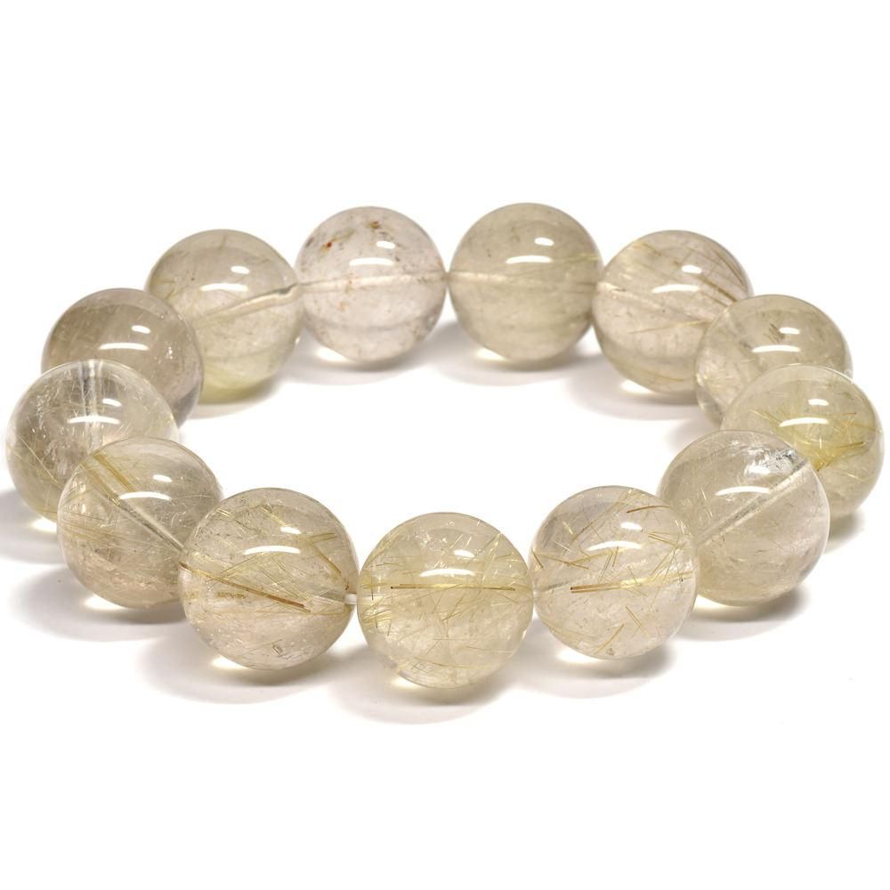 ゴールドルチルクォーツ ブレスレット 9mm #QE098 - プレミアム