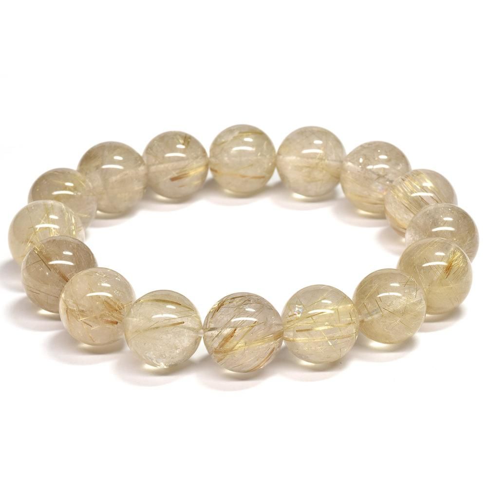 【極上,美品】タイチンゴールドルチルクォーツ　１３㎜　ブレスレット　希少 ゴールドルチルクォーツ ブレスレット 13-13.5mm #RL069[11/19発売