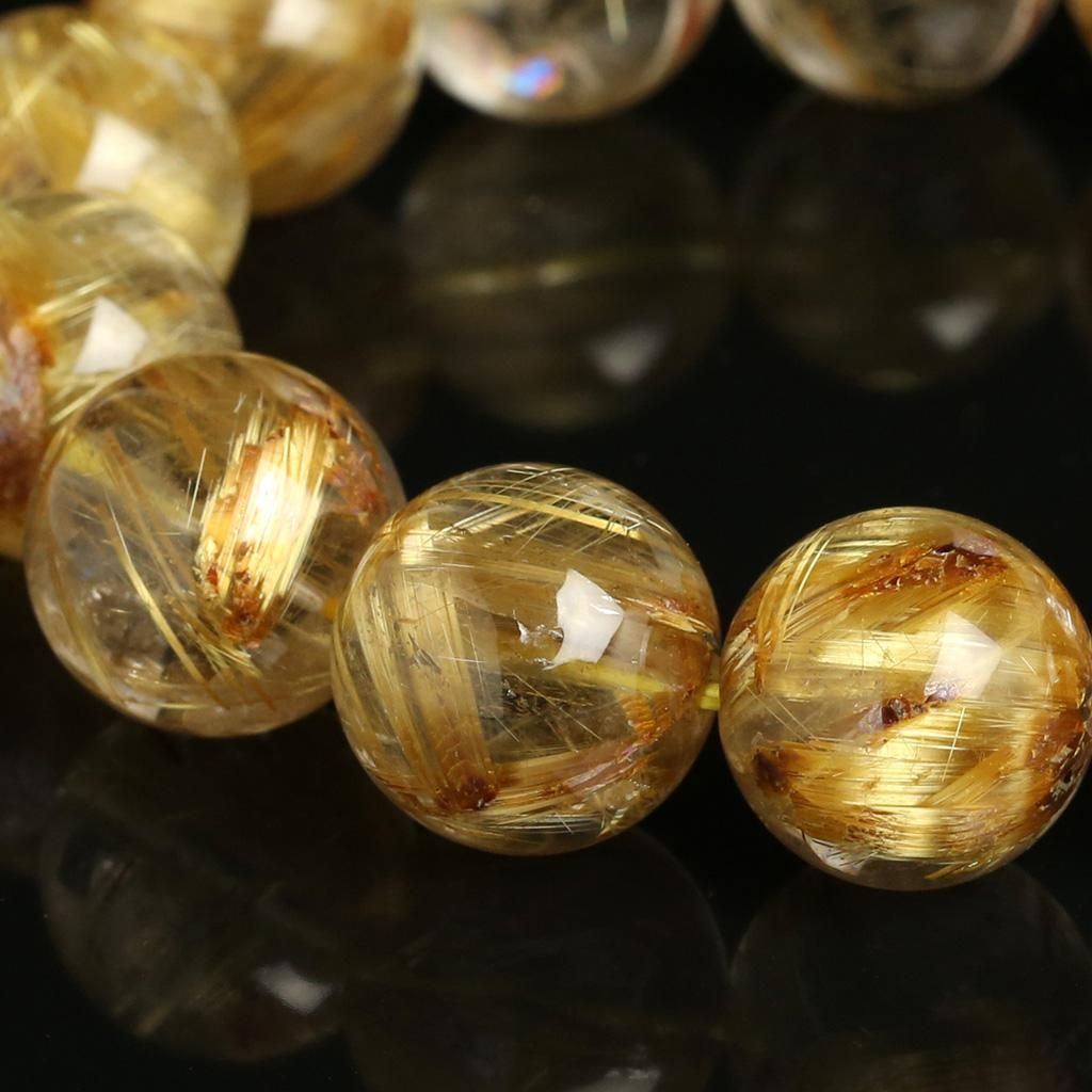 プレミアム] ゴールドルチルクォーツブレスレット 15.1-15.9mm
