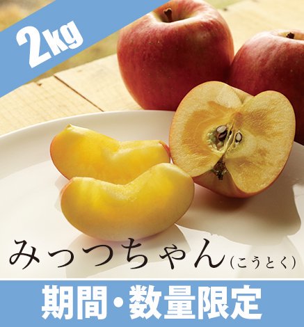 【出荷中】青森りんご みっつちゃん(こうとく) 2.3kg （ 8〜14個）