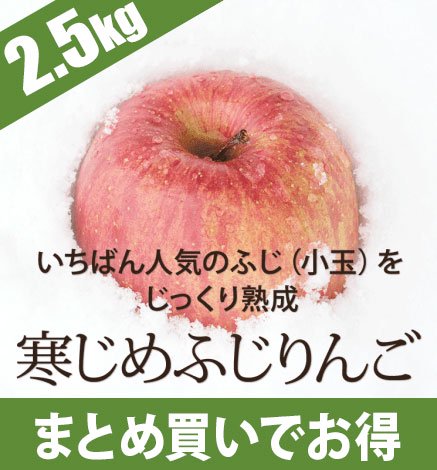 青森りんご 寒じめ葉とらずふじ 2.5kg（9〜14玉）