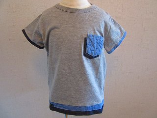 デニム切り替えTシャツ(杢グレー)110-130