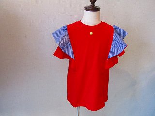 袖フリルTシャツ(レッド)110〜140
