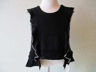 rib knit frill vest(black)6-8y.8-10y.10-12y