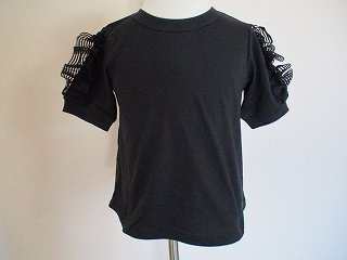 袖チュールTシャツ(ブラック)130-150