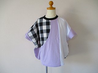 ギンガム円形Tシャツ(パープル)100-150