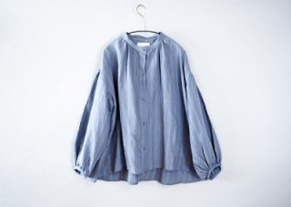 Stripe Linen shirts(スカイブルー)WomenF