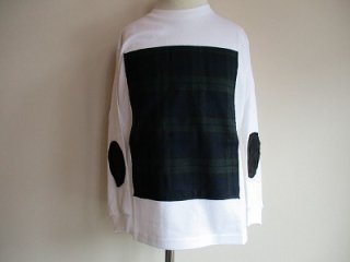 DOTS TARTAN CHECKED PATCH L/S TEE(WHITE-GREEN)LL