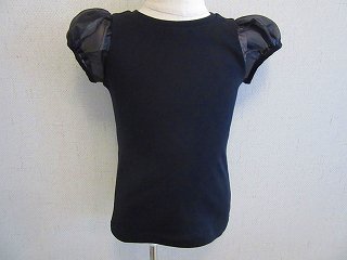 袖オーガンジーパフTシャツ(クロ)90-150