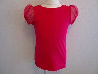 袖オーガンジーパフTシャツ(ピンク)90-150