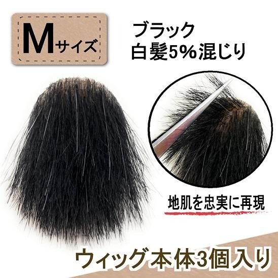 白髪5％混じり短髪・刈り上げ用(側面・後頭部タイプ) ブラック色
