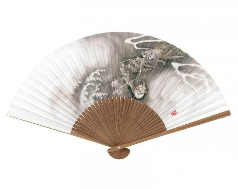 小ロット5本から名入れ扇子 桐箱制作販売】FU-5713 唐木中彫 龍